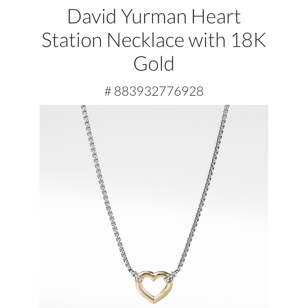 David Yurman Heart Station Necklace with 18K Gold - USED